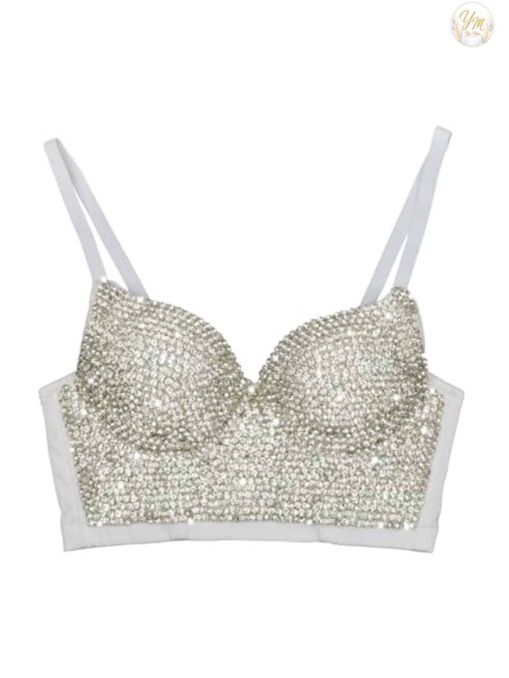 Handmade Rhinestone Diamond Push Up Bustier Crop Top Sexy Punk Corset Bra